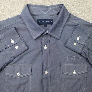 Five Four Risto Shirt Mens Large Blue 100% Cotton Long Sleeve‎ Button Up